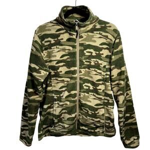 Columbia Sportswear Camo Fleece Jacket 18/20 Youth Full Zip Mock Neck Hunt Army
